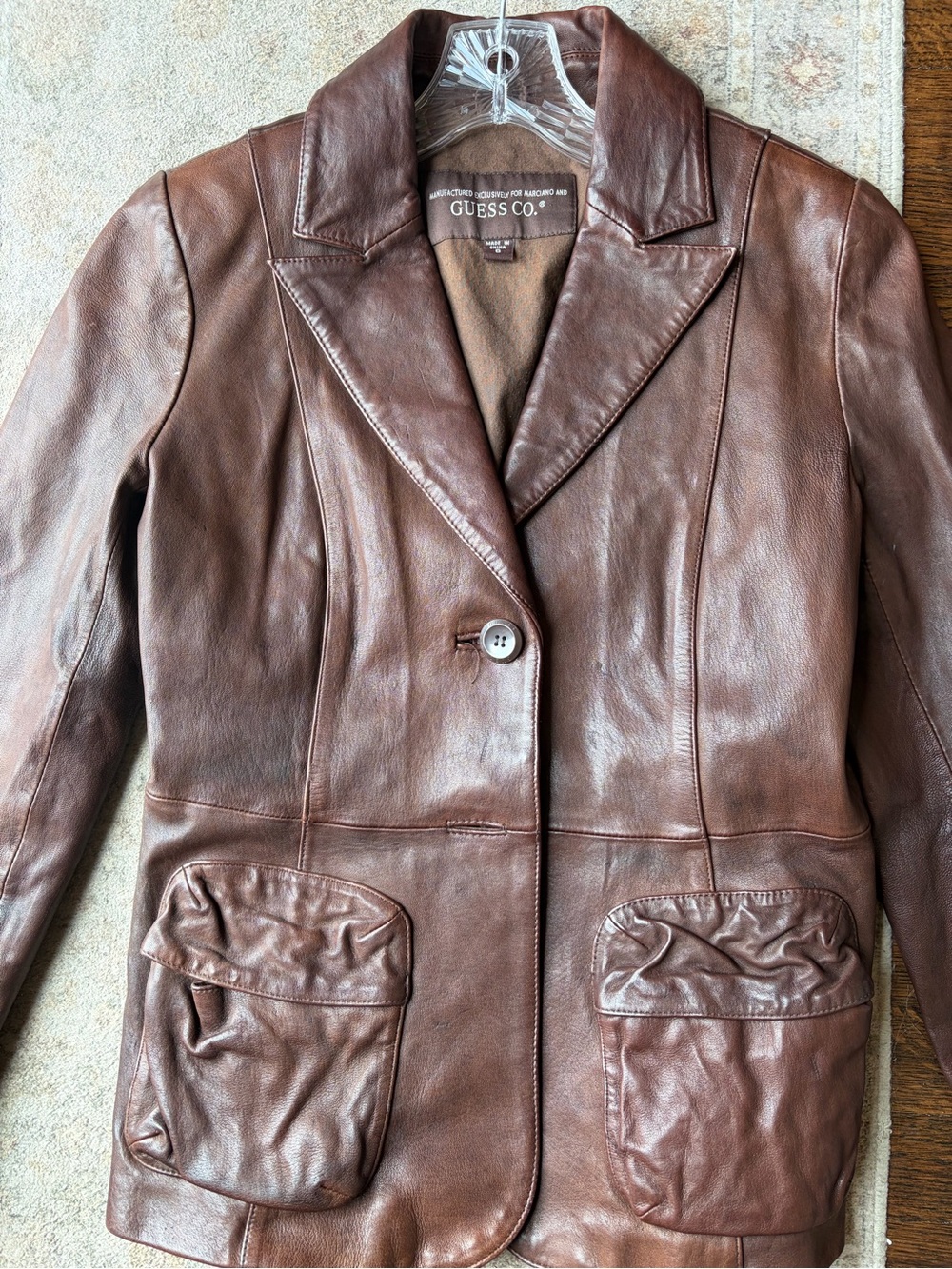 Guess Brown Leather Blazer Jacket / good condition / fitted